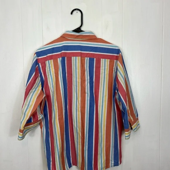 Vintage Single Stitch Striped Button Down Sz L - Picture 5 of 7